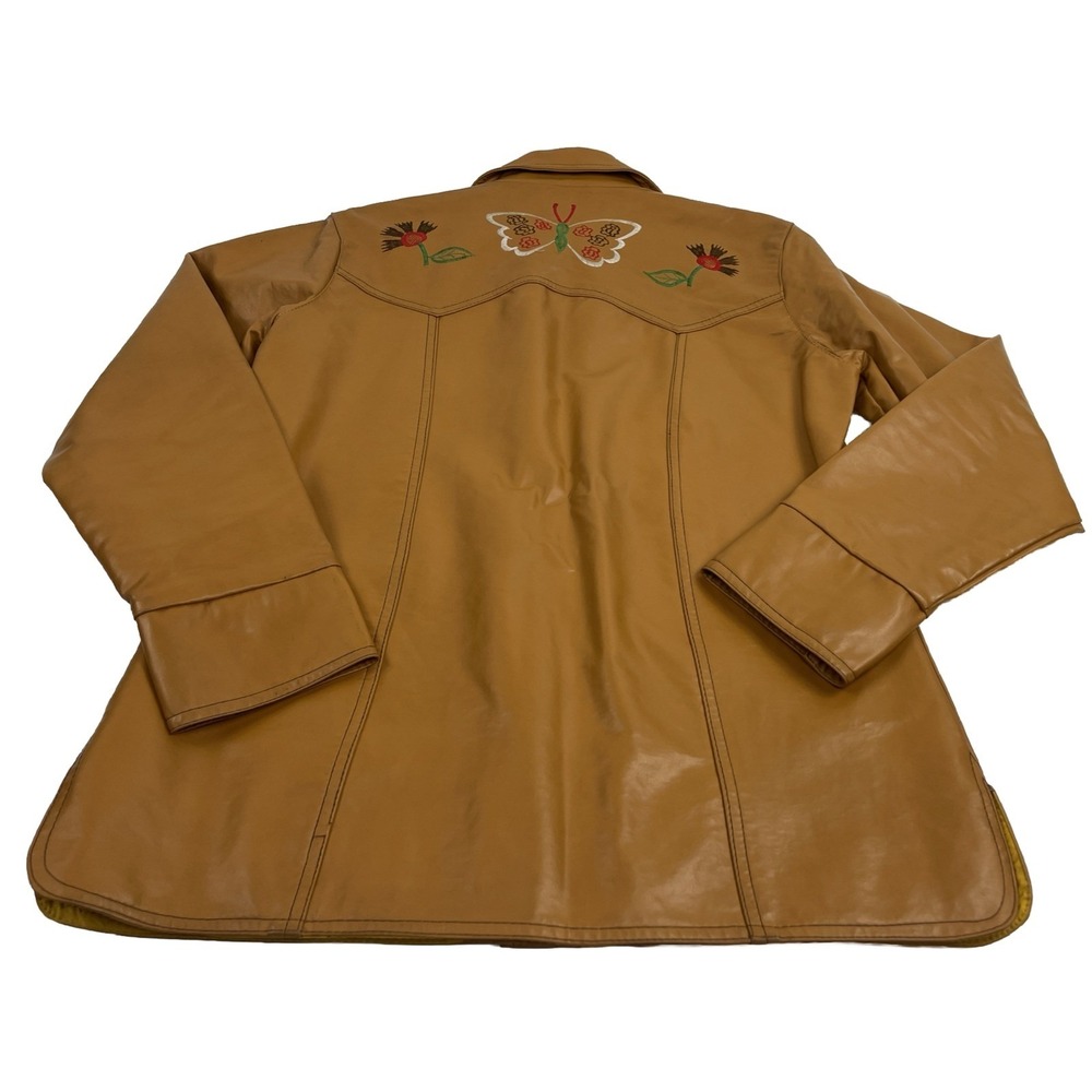 Vintage 70s Fabulous Fakes by Robins Embroidered Butterfly Vinyl Western Jacket